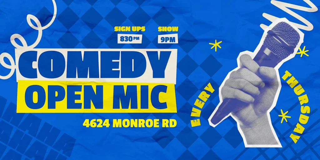 Comedy open mic at Two Buck on Monroe Rd. Charlotte. Signups 830pm, show starts at 9pm. Hosted by Dan Johnson
